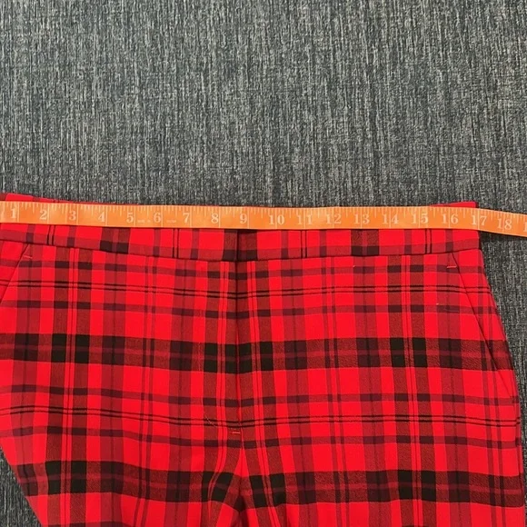 Ann Taylor Red Black Plaid Flare Pants, Size‎ 10 - Picture 13 of 16